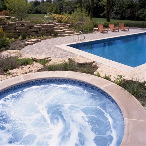 Barrington Hills Il Swimming Pool With Separate Elevated Hot Tub