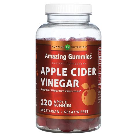 Amazing Nutrition, Amazing Gummies, Vinaigre de cidre de pomme, Pomme