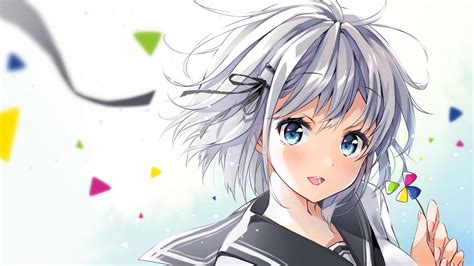 Download 1920x1080 Anime School Girl Gray Hair Blue Eyes