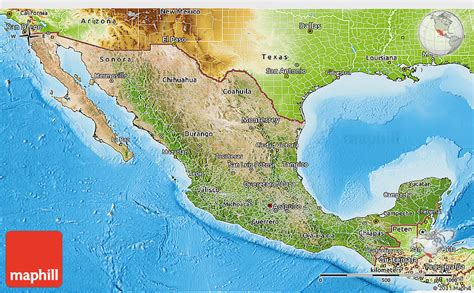Satellite 3d Map Of Mexico Physical Outside