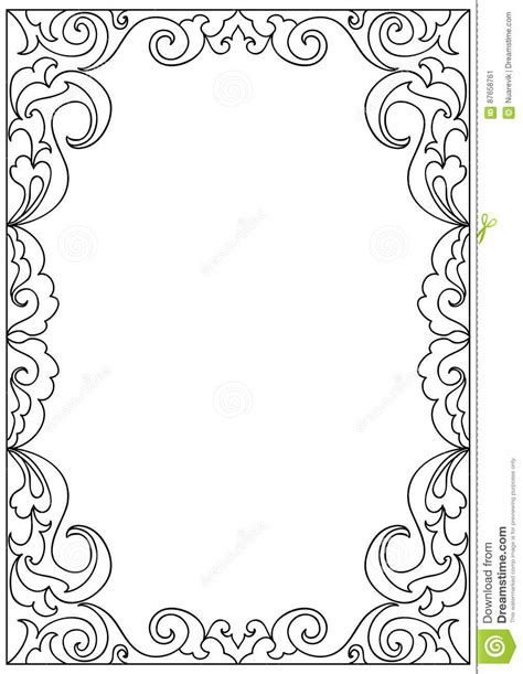 Decorative Floral Frame Coloring Page Stock Illustration Illustration