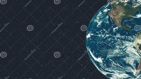 Planet Earth Globe View From Spaceflight With Realistic Earth Surface