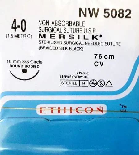 Ethicon Mersilk Sutures Usp 4 0 38 Circle Round Body Nw5082 12 Foils