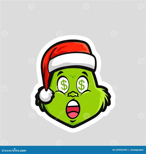 Grinch Christmas Emoji Emoticon Laughing Squinting Face Cartoon Vector