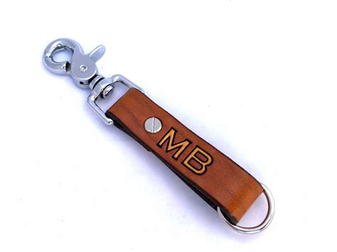 Personalized Leather Keychain With Initials Leather Key Holder