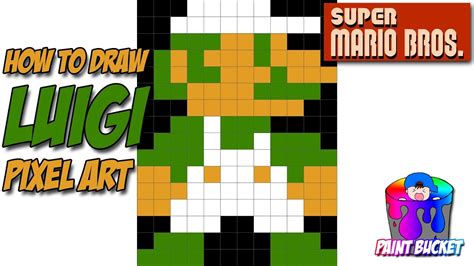 How To Draw Luigi Super Mario Bros 8 Bit Pixel Art Drawing Tutorial