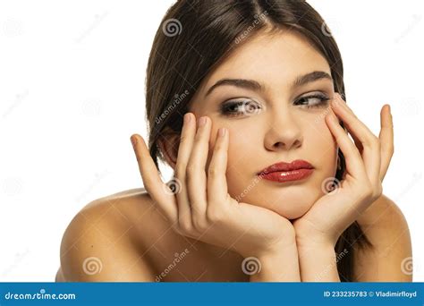 A Young Beautiful Woman With Blue Eyes Stock Image Image Of Skin