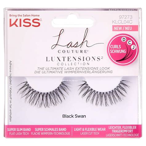 kiss inc lash couture luxtensions faux mink false eyelashes black swan adhesive included