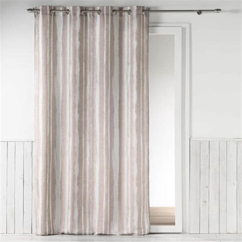 Origine Striped Unlined Eyelet Curtain Panel Beige Tonys
