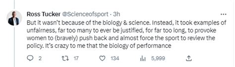 The Honest Broker On Twitter I Agree With Scienceofsport Here Blanket Bans On Trans Women