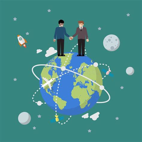 Business People Shaking Hands On Globe Stock Vector Illustration Of