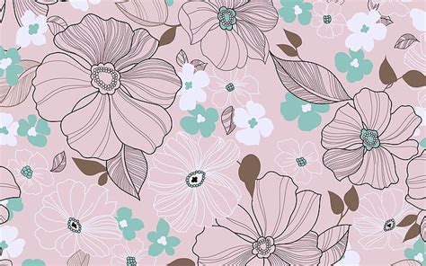 Teal And Pink Floral Wallpaper