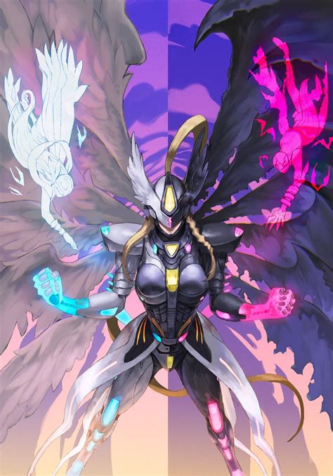 Angewomon Ladydevimon And Mastemon Digimon Drawn By Level Danbooru