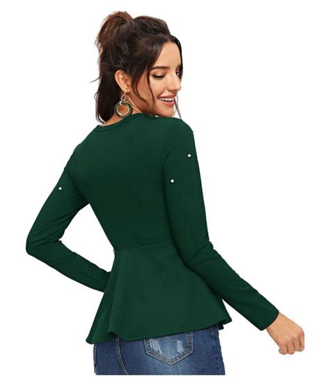 Arbiter Collection Cotton Blended Peplum Tops Green Buy Arbiter