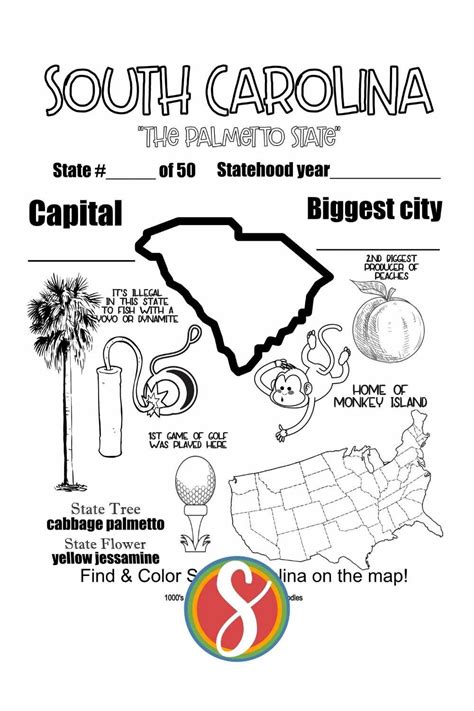Free South Carolina Coloring Pages — Stevie Doodles