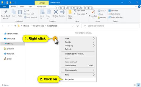 Change Or Restore Default Location Of Screenshots Folder In Windows 10