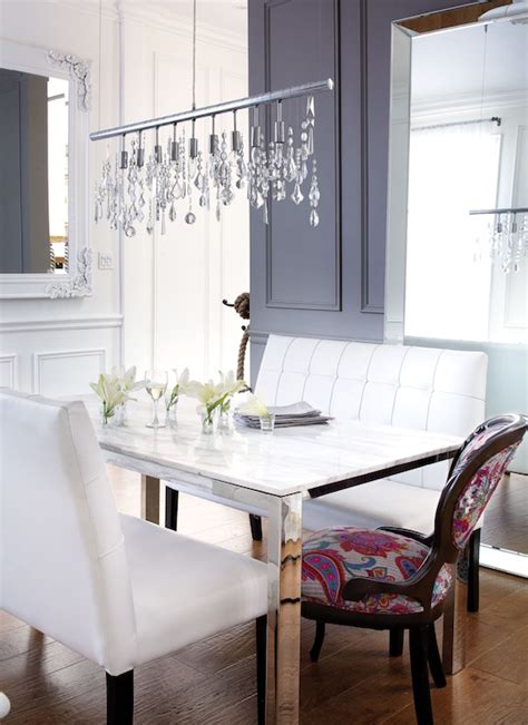 Rattan wicker furniture white rectangular dining table and chairs White Tufted Dining Bench - Contemporary - dining room ...