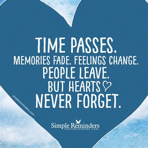 A Blue Heart With The Words Time Passes Memories Fade Feelings Change