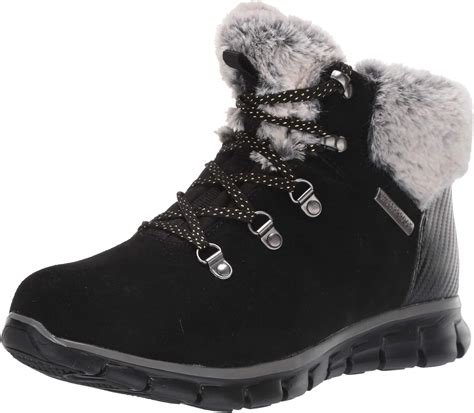 skechers women s synergy short waterproof lace up boot with fur cuff snow snow boots