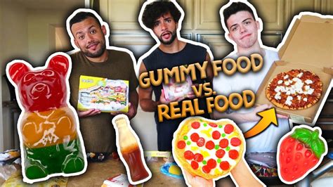 Gummy Food Vs Real Food Challenge Eating Giant Gummy Food Youtube