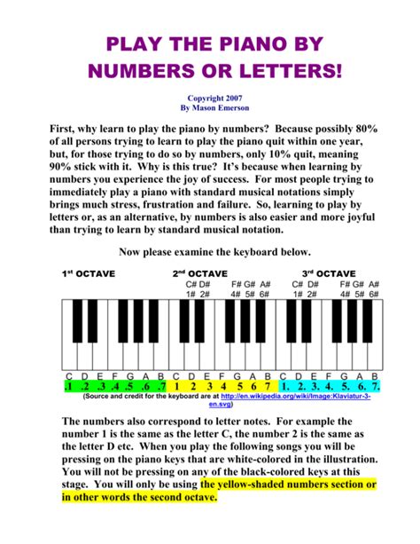 Learn Piano By Numbers