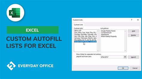 Creating Custom Lists For Autofill In Excel Youtube
