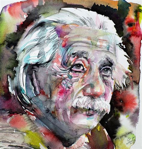 Albert Einstein Watercolor Portrait14 Painting By Fabrizio Cassetta
