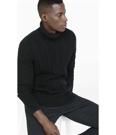 Check spelling or type a new query. Express Cotton Cable Knit Turtleneck Sweater in Black for ...