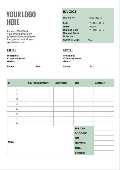 Photography Invoice Template Editable Invoice Receipt Etsy In 2021