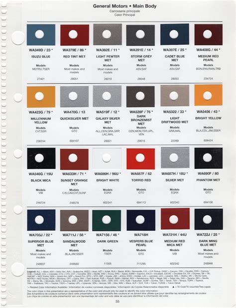 Paint Chips 2005 Gm Chevrolet
