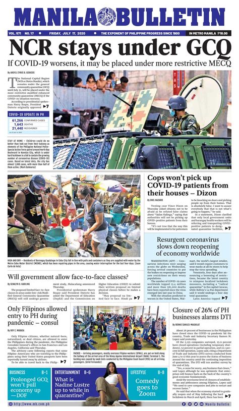 We would like to show you a description here but the site won't allow us. Manila Bulletin-July 17, 2020 Newspaper - Get your Digital ...