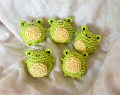 Cute Kawaii Frog Keychain Froggy Amigurumi Crochet Plush Etsy