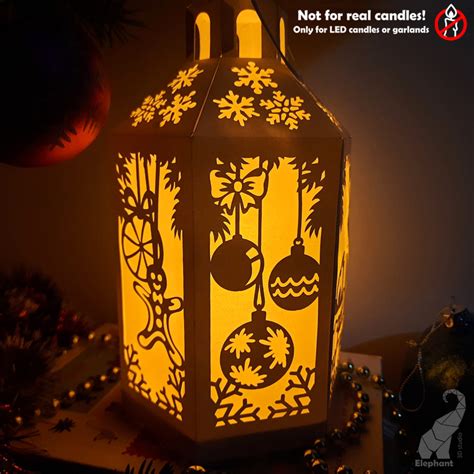 Christmas Paper Lantern Template Svg For Cricut Dxf For Silhouette