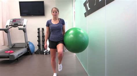 One Legged Gym Ball Wall Squat Youtube