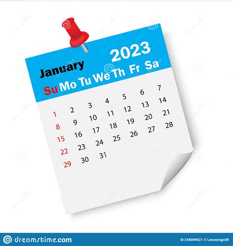 Blue Calendar January 2023 With Pin Calendar Reminder 2023 Business