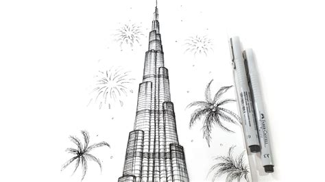 Burj Khalifa Dubai Vertical Video Pen Drawing Sounds YouTube