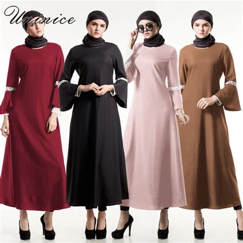 Uninice Lace Muslim Abaya Women Turkish Arab Dress Pink Flare Sleeve Islamic Dresses Long