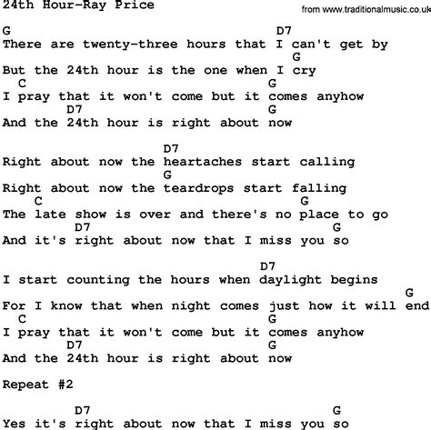 Country Music Th Hour Ray Price Lyrics And Chords