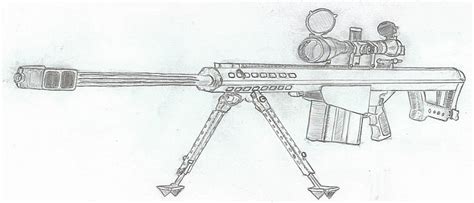 How To Draw The Barrett 50 Cal Sniper Rifle Sketch Coloring Page
