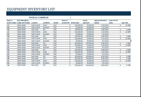 Equipment Inventory Log Ms Excel Editable Template Word Excel Templates
