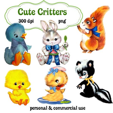 Clip Art Cute Critters Animals Png Digital Images No 123