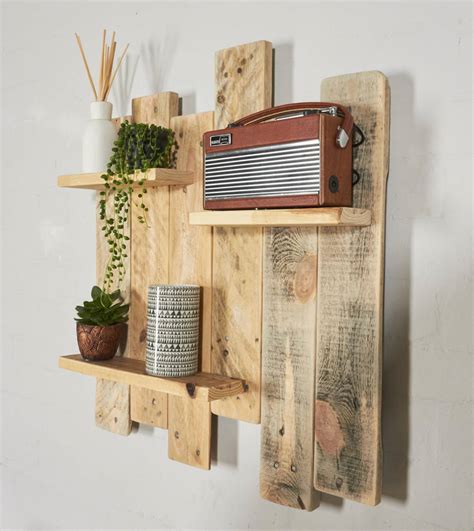 Reclaimed Industrial Pallet Staggered Wooden Shelves By ...