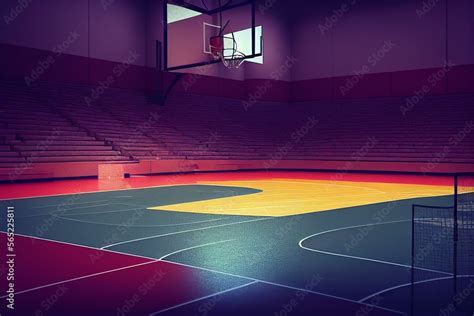 Basketball Court Sport Arena 3d Render Background Generative Ai