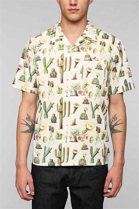 This short sleeve shirt is gray heather with navy print. Brixton Vern Cactus Button-Down Shirt | Shirts, Button ...