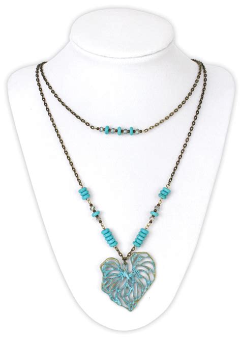 Turquoise Leaf Double Strand Necklace Crafts Direct
