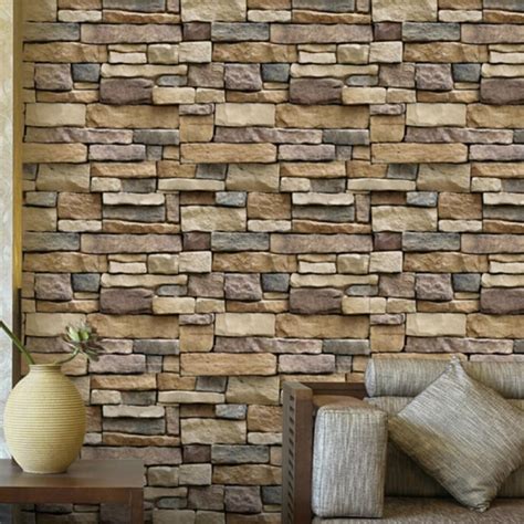3d Stone Brick Peel And Stick Wallpaper