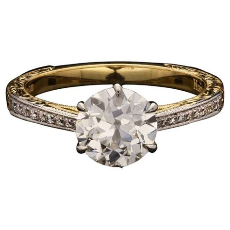 18ct Gold 164ct Old European Brilliant Cut Diamond Gypsy Set Ring For