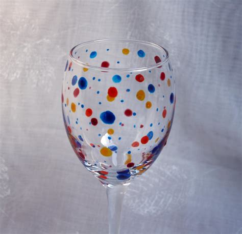 Polka Dot Multi An Exclusive Design Hand Painted Wine Glass Featuring Multi Coloured Polka