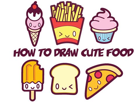Online classroom for art lessons. How to Draw Cute Kawaii Food - Easy Step by Step Drawing ...
