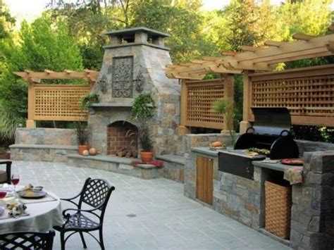 Outdoor Fireplace Bench Seating Built In Outdoor Kitchen Design